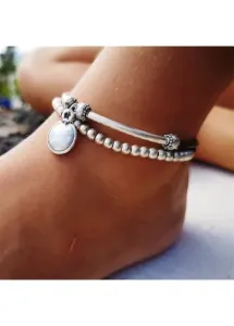 Modlily Silver Round Anklets - One Size