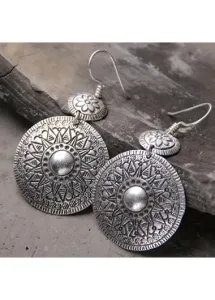 Modlily Silvery White Round Floral Alloy Earrings - One Size