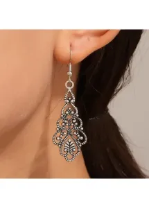 Modlily Silvery White Vintage Detail Alloy Earrings - One Size
