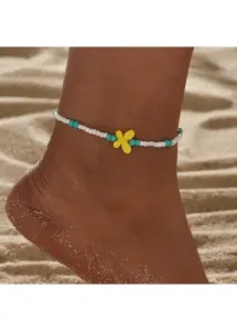 Modlily Turquoise Butterfly Design Beads Detail Anklet - One Size
