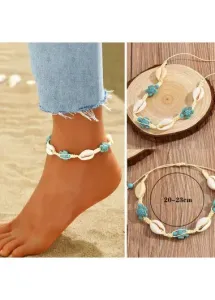 Modlily White Conch Sea Turtle Detail Anklet - One Size