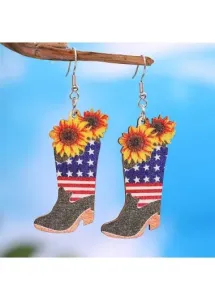 Modlily Wood Detail Boot Design Multi Color Earrings - One Size
