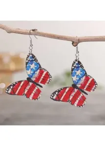 Modlily Wood Detail Multi Color Butterfly Earrings - One Size