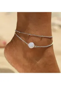 Modlily Bohemian Silvery White Round Alloy Anklet - One Size