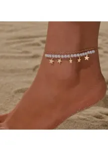 Modlily Gold Layered Star Pearl Alloy Anklet - One Size