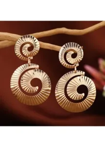 Modlily Gold Retro Asymmetric Design Geometric Earrings - One Size