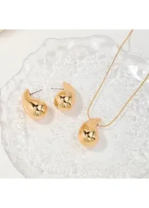 Modlily Gold Teardrop Design Plastic Earrings Set - One Size