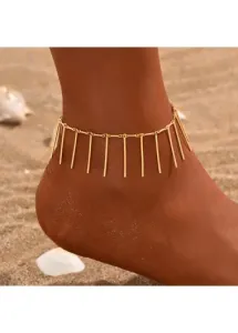 Modlily Golden Tassel Design Chain Alloy Anklet - One Size