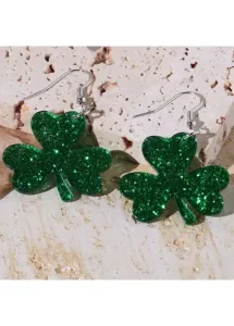 Modlily Green Clover Saint Patrick's Day Earrings - One Size
