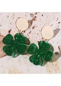 Modlily Green Plants Saint Patrick's Day Earrings - One Size #1287539