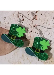 Modlily Green Plants Saint Patrick's Day Earrings - One Size #1287540