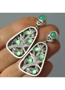 Modlily Light Green Tree Design Alloy Earrings - One Size