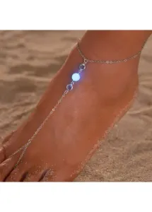 Modlily Luminous DEsign Silvery White Metal Anklet - One Size