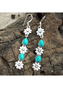 Modlily Mint Green Alloy Floral Design Earrings - One Size