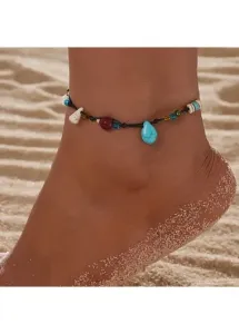 Modlily Mint Green Beaded Design Alloy Anklet - One Size