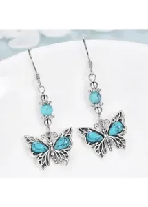 Modlily Mint Green Butterfly Design Alloy Earrings - One Size
