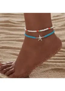 Modlily Mint Green Polyresin Starfish Anklets Set - One Size