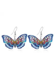 Modlily Multi Color Butterfly Design Plastic Earrings - One Size