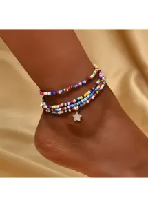 Modlily Multi Color Layered Design Star Anklet - One Size