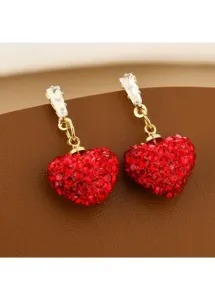 Modlily Patchwork Red Heart Design Alloy Earrings - One Size