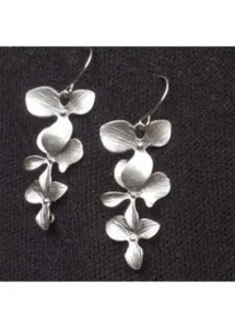 Modlily Silvery White Alloy Floral Design Earrings - One Size