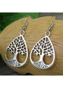 Modlily Silvery White Cutout Tree Alloy Earrings - One Size