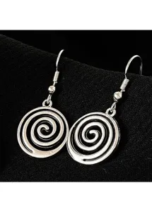 Modlily Silvery White Spiral Round Alloy Earrings - One Size