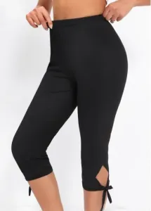 Modlily Black High Waisted Capri Elastic Waist Leggings - XL