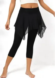 Modlily Black Mesh Skinny Elastic Waist High Waisted Pants - XL