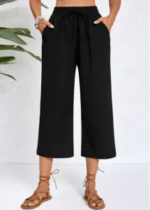 Modlily Black Pocket Elastic Waist High Waisted Pants - 2XL #1293302