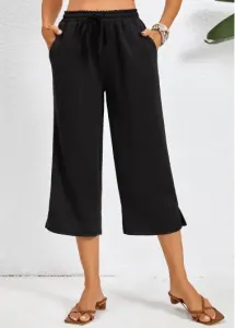 Modlily Black Pocket Elastic Waist High Waisted Pants - L #1279770
