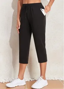 Modlily Black Pocket Regular Drawastring High Waisted Pants - XL
