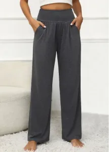 Modlily Dark Grey Pocket Elastic Waist High Waisted Pants - M #1186071