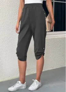 Modlily Dark Grey Pocket Jogger Elastic Waist Pants - XL