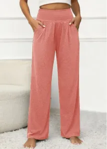 Modlily Dusty Pink Pocket Elastic Waist High Waisted Pants - XL