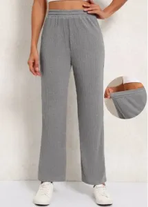 Modlily Elastic Waist High Waisted Grey Pants - 4XL