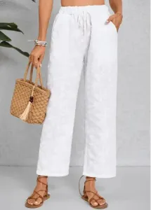 Modlily White Pocket Elastic Waist High Waisted Pants - L #1312412