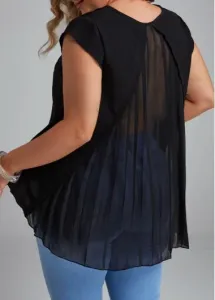 Modlily Black Breathable Plus Size Short Sleeve T Shirt - 4XL