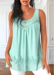 Modlily Mint Green Patchwork Scoop Neck Tank Top - M