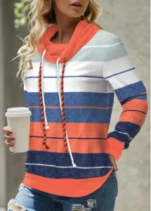 Modlily Multi Color Patchwork Striped Long Sleeve Sweatshirt - XL