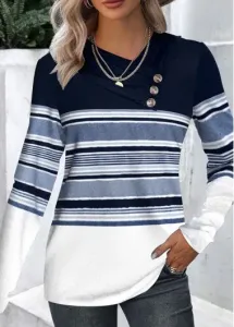 Modlily Navy Striped T Shirt - XL