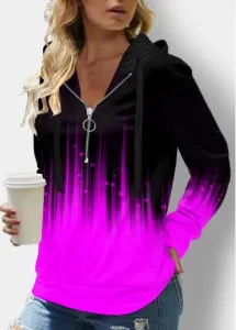 Modlily Ombre Long Sleeve Quarter Zip Hoodie - S #169270