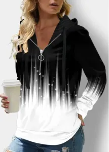 Modlily Ombre Long Sleeve Quarter Zip Hoodie - S #169282