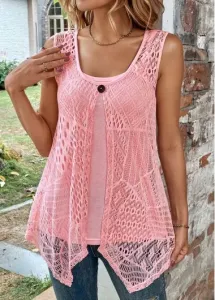 Modlily Pink Two Piece Round Neck Tank Top - S
