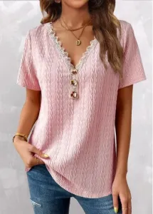 Modlily Plus Size Short Sleeve V Neck T Shirt - 1X