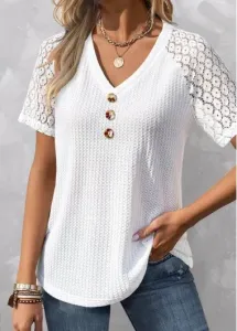 Modlily Plus Size Short Sleeve V Neck T Shirt - 1X #929375