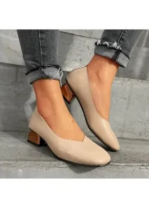 Modlily Beige Closed Toe Design Mid Heel Sandals - 36
