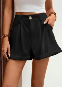 Modlily Black Pocket Button Fly High Waisted Shorts - L