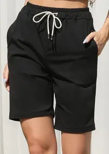 Modlily Black Pocket Regular Drawastring High Waisted Shorts - S