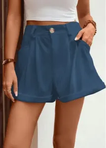 Modlily Blue Pocket Button Fly High Waisted Shorts - M